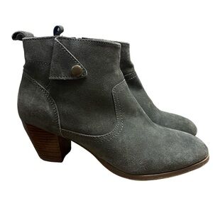 Diba Gray Suede Ankle Bootie Heeled Boots Size 9.5